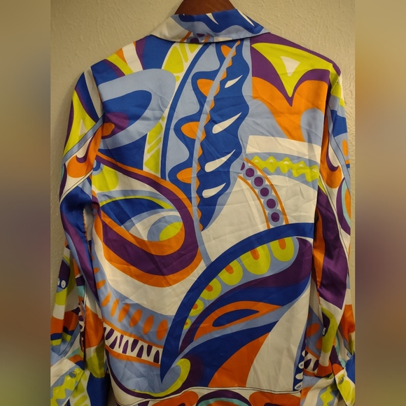 Zara Retro Swirl Print Button Down Shirt Size Large - Picture 11 of 14